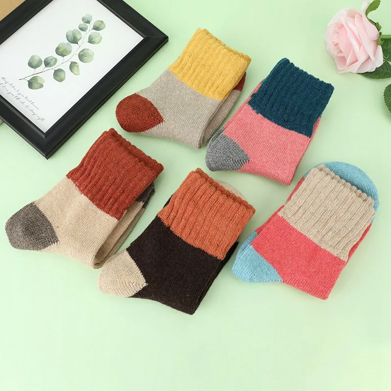 5 Pairs Women Warm Socks Lady Thick Winter Socks Warm Soft Solid Casual Sport