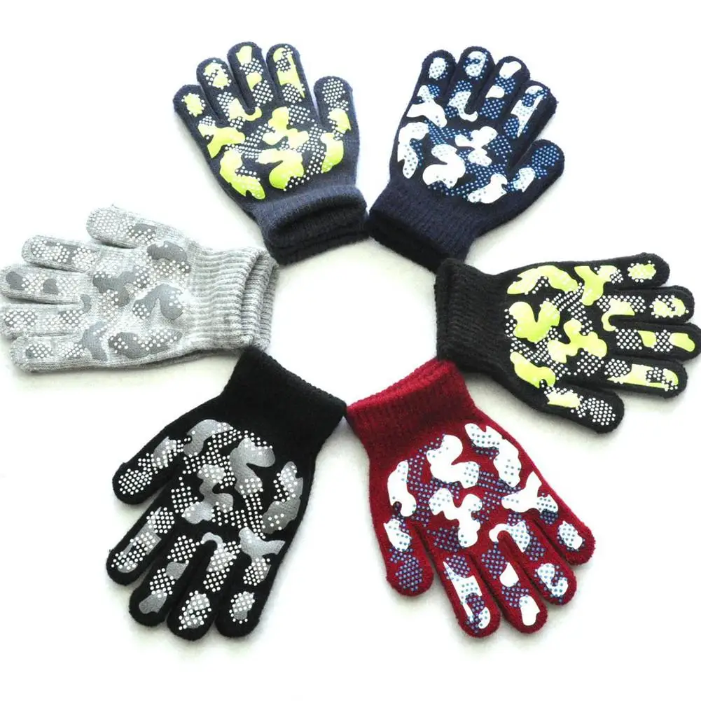 Stretchy Mittens Magic Gloves Knitted Warm Winter Kids Children 