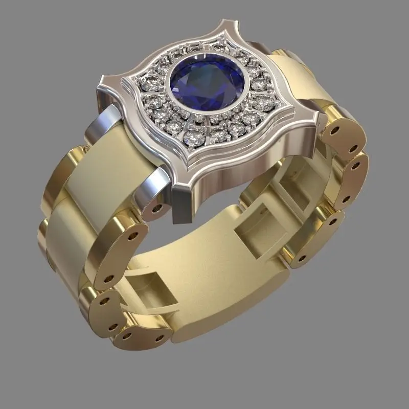 Роскошное мужское женское синее кольцо с красным камнем модные хрустальные вечерние свадебные кольца классические мужские и женские желтое золото обручальное кольцо - Цвет основного камня: Blue