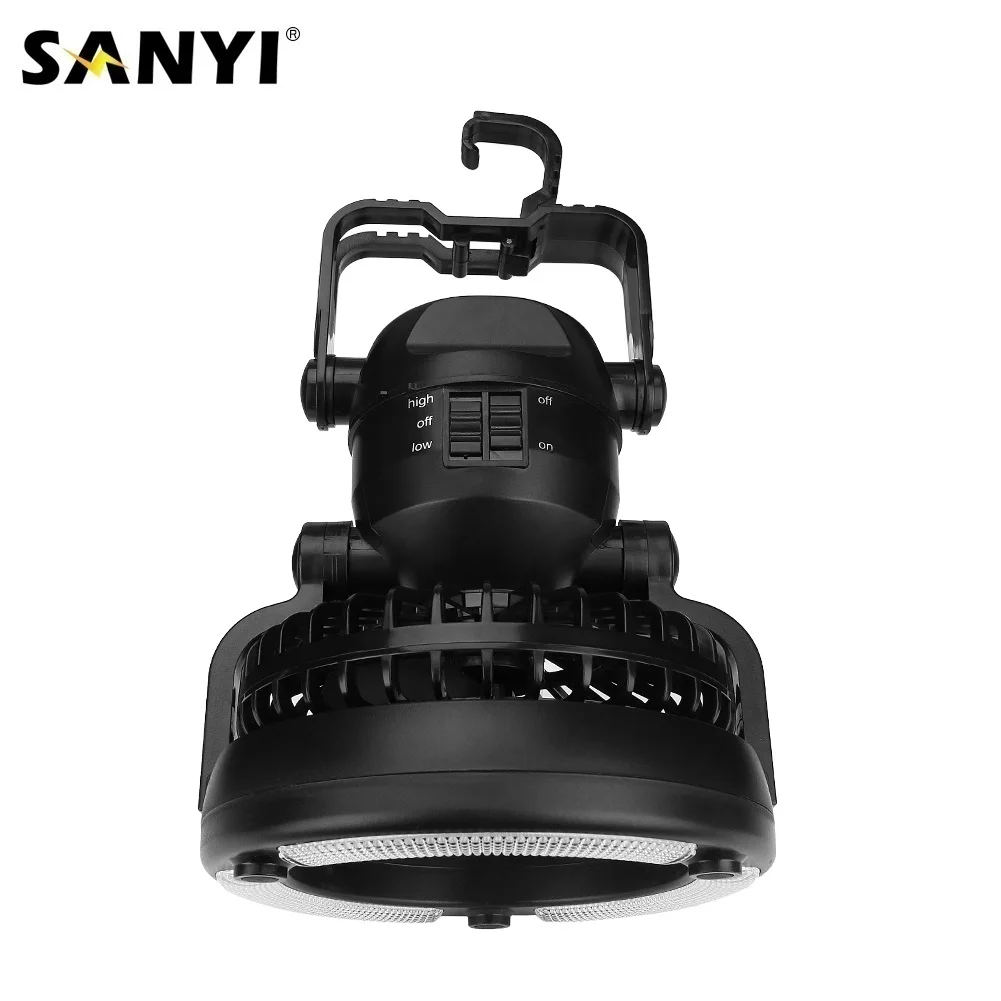 2 In 1 Camping Ceiling Fan Light 2 Modes 18 LEDs Flashlight Portable Tent Lantern Hanging Hook Working Light For Car Repairing