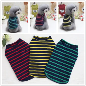 

Tricolor Stripes New Style Hot Selling Summer Dog Vest Clothes Coat Pet Teddy Dog Cotton Vests Clothing For Dogs Costumes