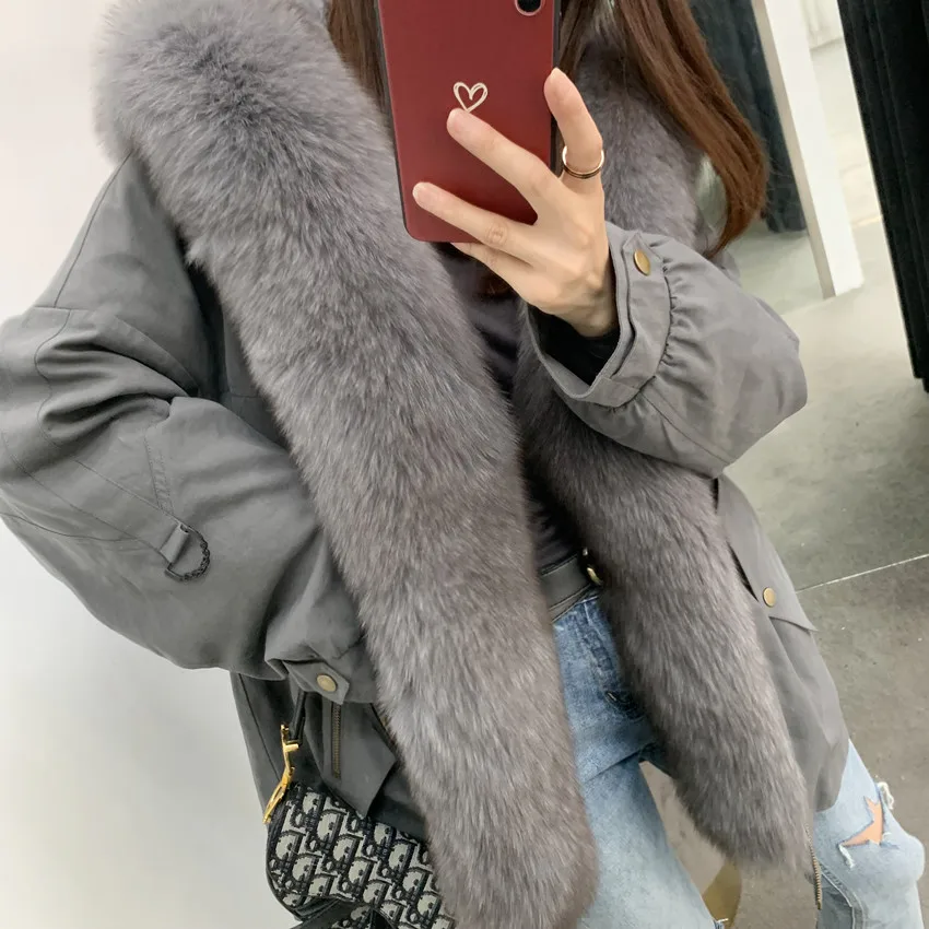 OFTBUY настоящая меховая парка зимняя куртка для женщин из натурального меха лисы енота пальто подкладка из кролика Толстая теплая верхняя одежда Уличная Роскошная