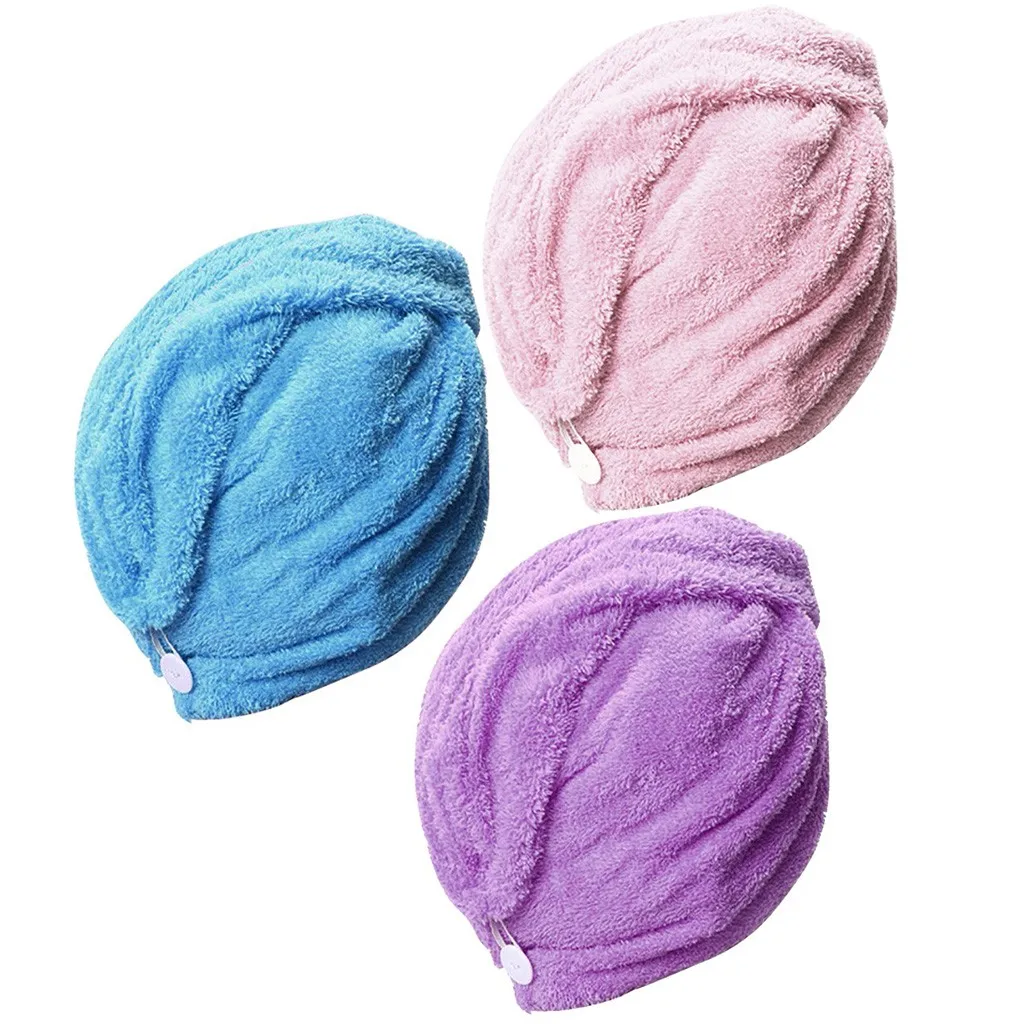 Мягкие сухие волосы шапочка для душа для волокна материал 3 шт. набор обернутых полотенец протрите голову полотенце шапочка для душа s# CL3
