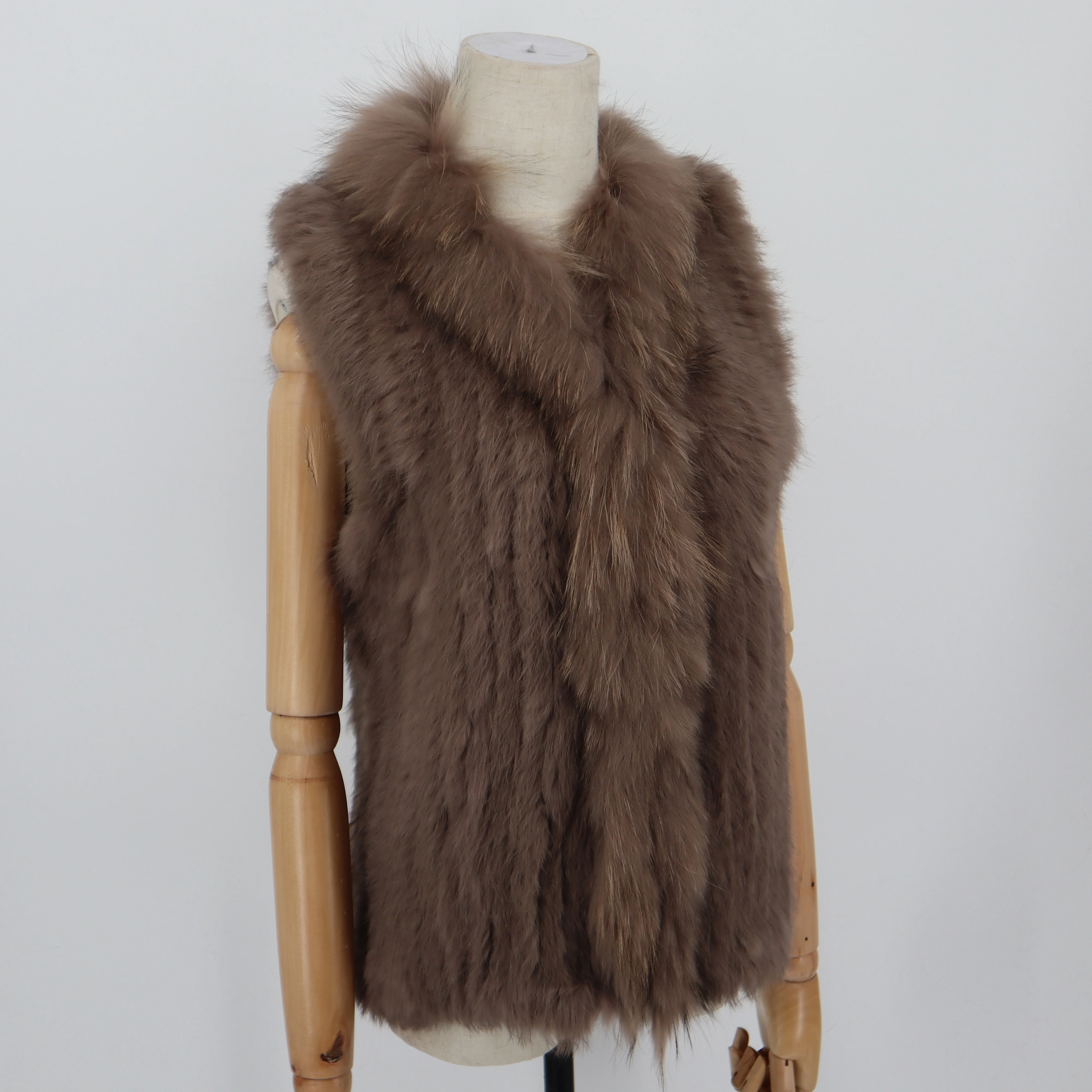 2021 Fashion Real Rabbit Fashion Fur Vest High-end Women Knitted Sleeveless Fur Vests With Natural Raccoon Fur Jacket Women Coat black parka Coats & Jackets