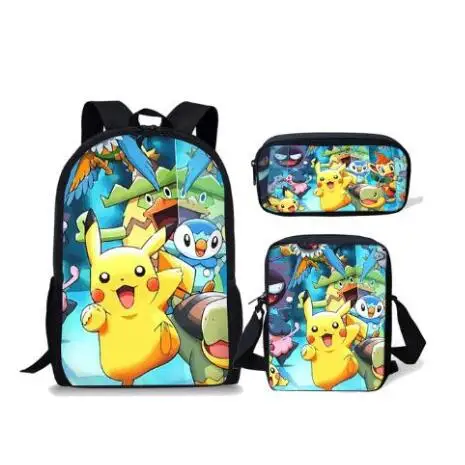 picture color Бренд 3 шт./компл. Pokemon Haunter Иви футболки с изображением героев из мультфильма «Покемоны» рюкзак для мальчиков и девочек с рисунком Пикачу для школьников Дети школьный рюкзак - Цвет: picture color