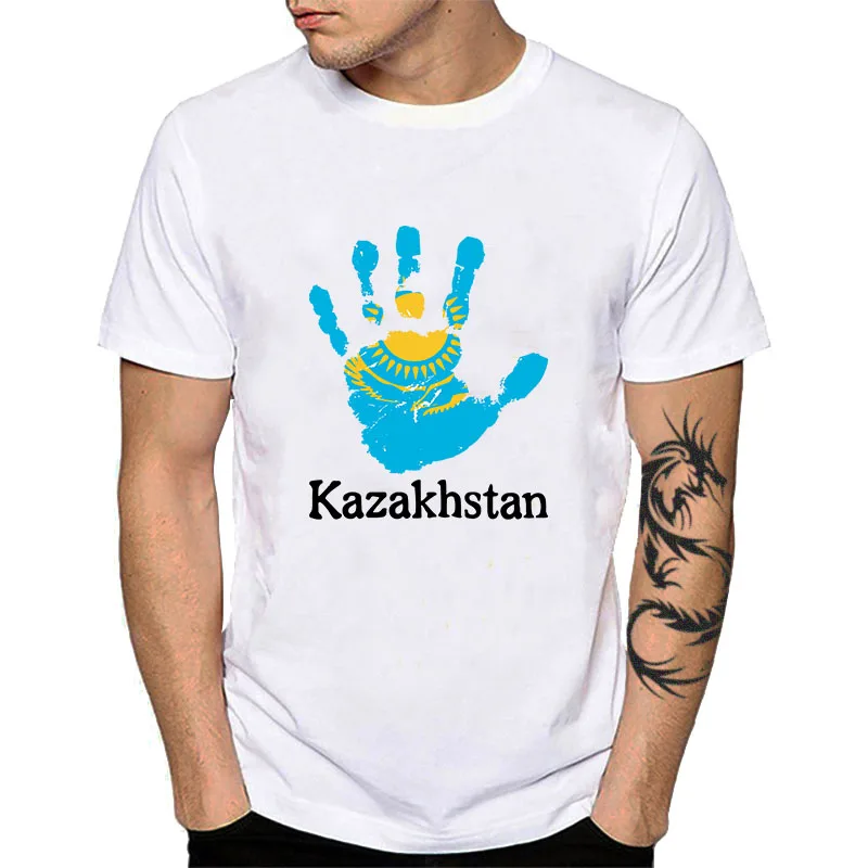 

National Flag Kazakhstan T Shirt Gold Sun Eagle Printing Male Short Sleeve Tees Tops Kazakh Fingerprint Clothes Tshirt YH042