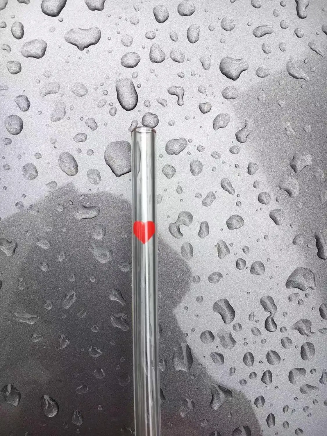 180*8 мм наклейка печатная прямая портативная многоразовая прозрачная стеклянная соломенная Питьевая солома - Цвет: Red Heart