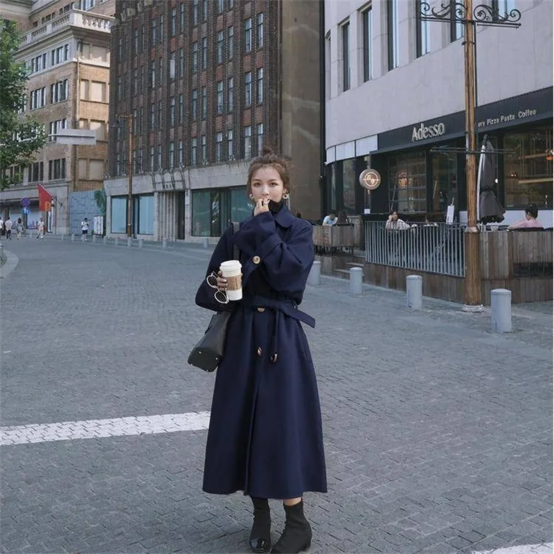 See Chat Женское пальто Тренч модное зимнее и осеннее новое шерстяное длинное пальто - Цвет: See Chat
