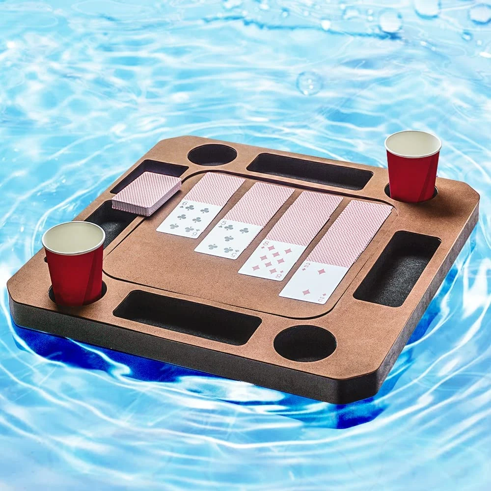 Bandeja flotante para juego o mesa de cartas para en la piscina o en playa, soporte para bebidas de espuma duradero con naipes impermeables|Flotadores piscina| - AliExpress