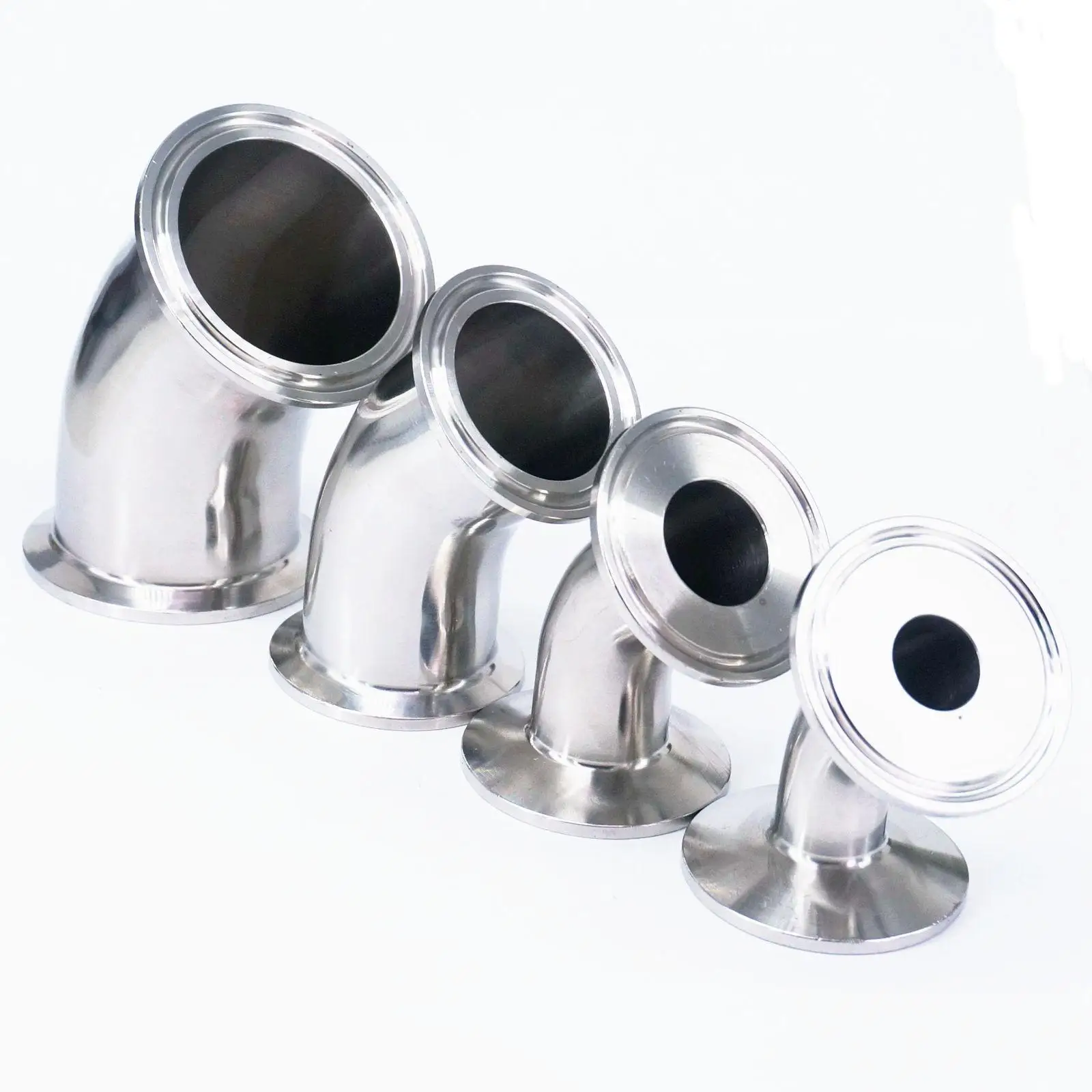 

Ferrule O/D 50.5mm/64mm/77.5mm/91mm/106/119mm Tri Clamp 304 Stainless Steel 45 Degree Elbow Sanitary Pipe Fitting Home Brew