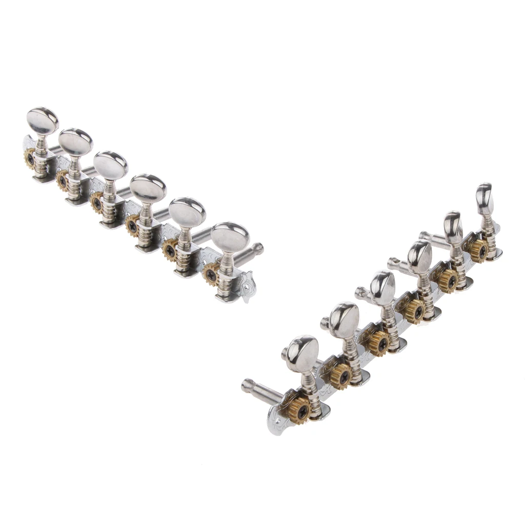 6L 6R Tuning Pegs Tuners Machine Heads for 12 String Acoustic Guitar Silver