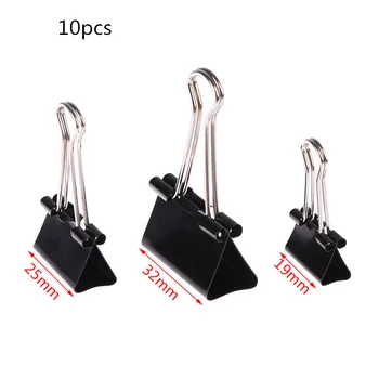 

19mm/ 25mm/ 32mm 10pcs/lot Black Metal Binder Clips Notes Letter Paper Clip Office Supplies Binding Securing Clips