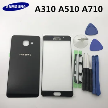 

Original Rear Panel Battery Glass Back Door Cover+Front touch glass lens For Samsung Galaxy A3 A310 A5 A510 A7 A710 2016