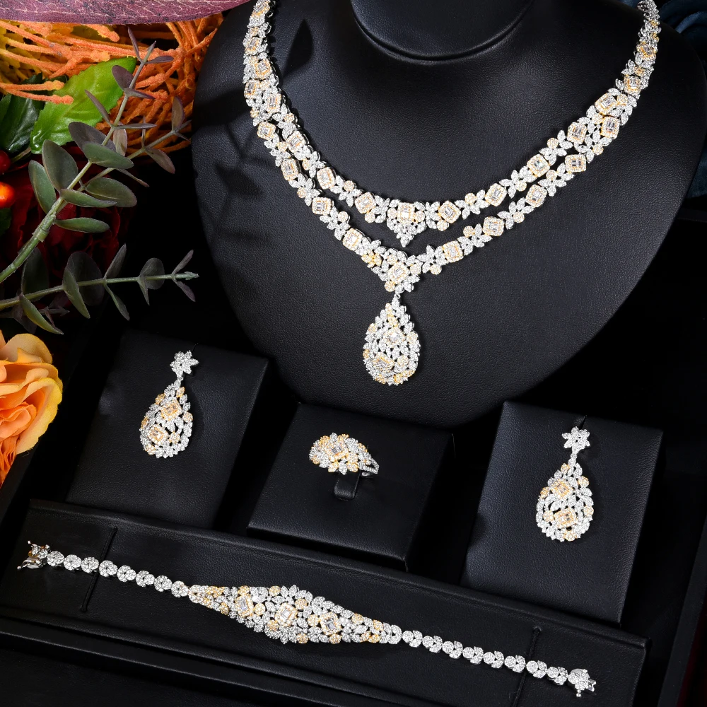 GODKI 4PCS Trendy Charms Bicolor Jewelry Sets For Women Dubai Bridal ...