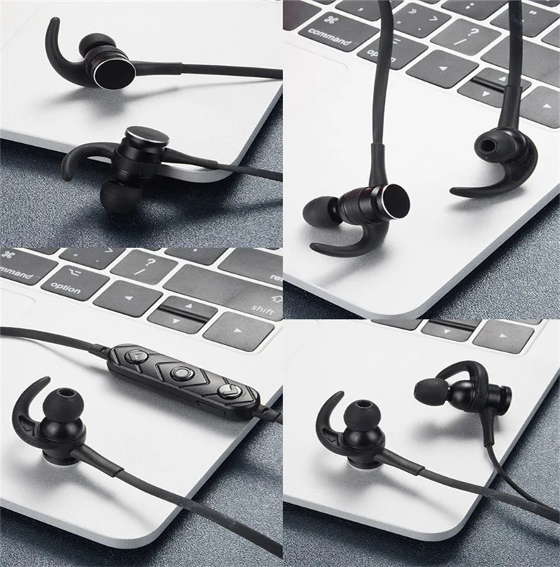 Bluetooth V4.1 наушники стерео беспроводные с микрофоном наушники Металлические Магнитные спортивные шумоподавления гарнитура Универсальный телефон