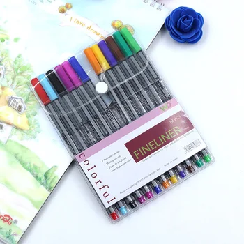 

12 Colors Water-Based Hook Line Marker Pen Art Painting Sketch Signature Micron Pen Sketch Needle Tube Watercolor Art Supplies