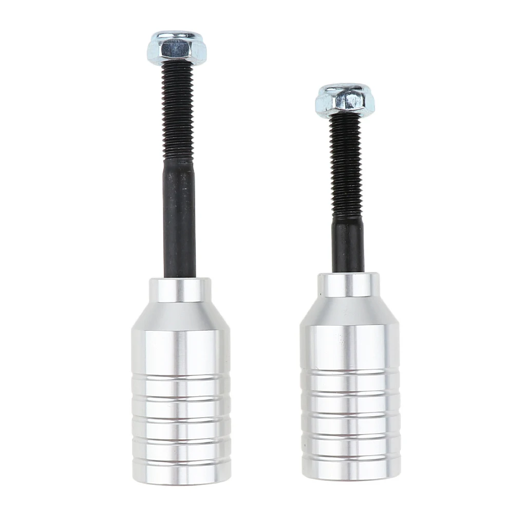 Silver Scooter Stunt Pegs Set 2pcs Aluminum Alloy Scooter Pegs& 2pcs Carbon Steel Axles 55mm+ 70mm and 2pcs Lock Nuts - Цвет: Silver