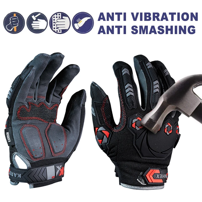 1 par anti vibração luvas de trabalho vibração e choque anti impacto mecânica respirável anti smashing luvas de segurança