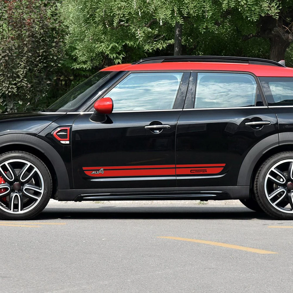 Стайлинг автомобиля дверь боковые полосы юбка Кузов Наклейка Графика для мини