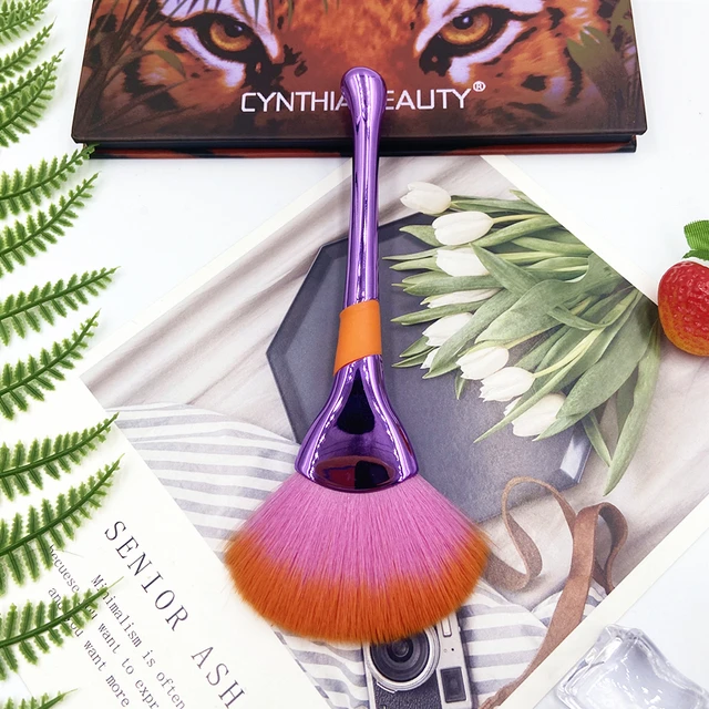 ZZDOG 1Pcs Large Makeup Brushes High Quality Fluffy Fan-Shaped Face Cosmetic Beauty Tools Metal Handle Powder Remove Brush New 03
