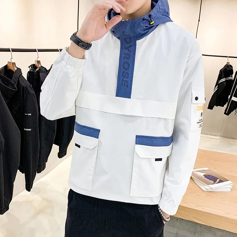 

Jacket Men New Arrival Casual Solid Hooded Jackets Mens Fashion Zipper Outwear Slim Fit Spring Autumn Clothing High Quality