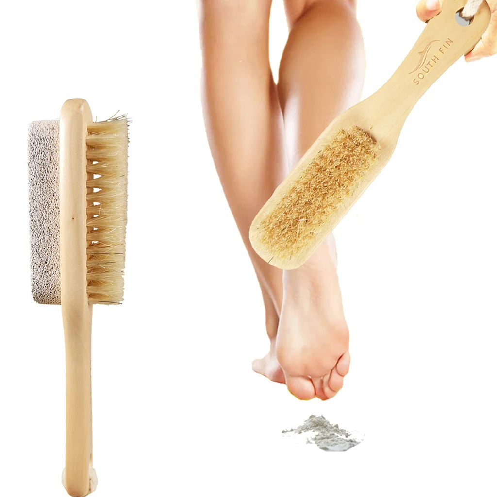 Portable Dual Side Natural Foot File Rasp Scrubber Exfoliator Dead Skin Calluses Corns Remover Cleaning Pedicure Care Brush