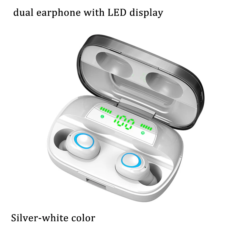 LED display white Блютуз беспроводные наушники Bluetooth наушники для телефона шумоподавление Гарнитура HD вызов TWS вкладыши Bluetooth наушники водонепроницаемые V5.0 наушники с микрофоном беспроводные наушник наушники вкладыши - Цвет: LED display white
