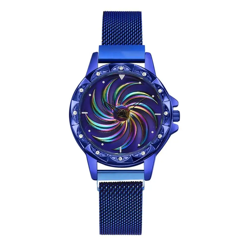 Blue Новые Модные Стразы Часы Для женщин Элитный бренд Нержавеющая сталь браслет часы женские кварцевые часы, наручные часы с механизмом, мужские часы mujer Часы& 50 - Цвет: Blue