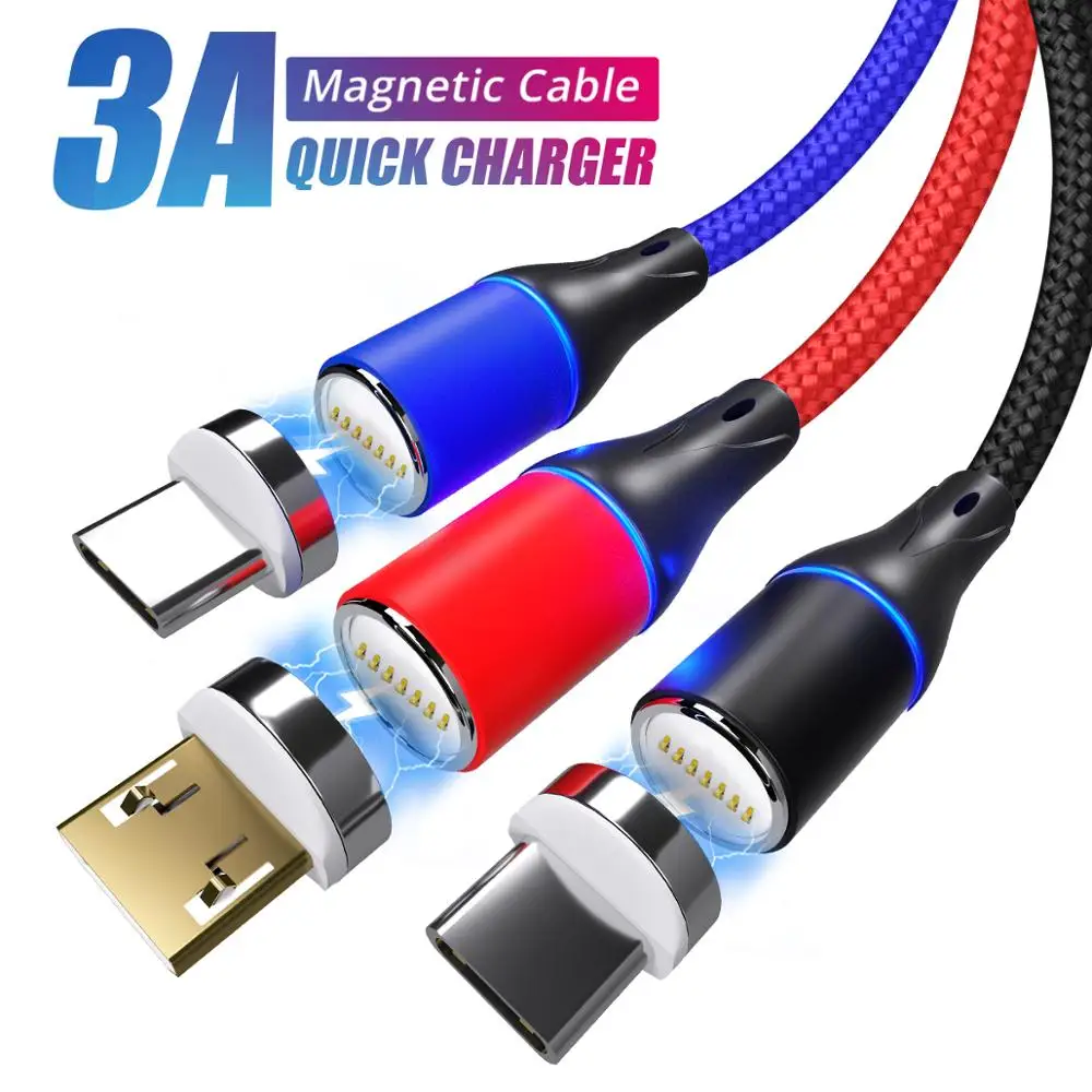 3A Magnetic USB Micro USB Type C Cable 7 Pin Data Wire