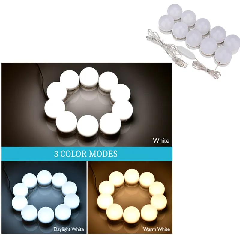 10pcs mirror lights 22 светодиодный свет макияж зеркало Сенсорный экран с 10/3/2X увеличительное косметическое зеркало поворачивающийся складывающийся дизайн Ванна настольное зеркало - Цвет: 10pcs mirror lights