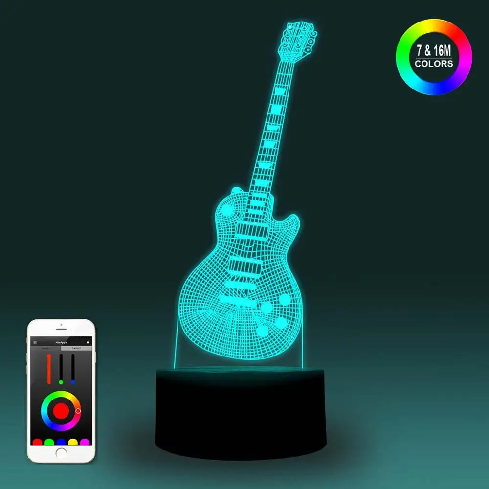 NiteApps 3D бас ночник настольная лампа Иллюзия украшение лампа подарок на день рождения приложение/сенсорное управление