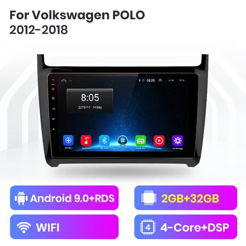 2-32GB for wifi Junsun V1 2G+ 32G Android 9,0 для Volkswagen POLO 2012- автомобильный Радио мультимедийный видео плеер gps RDS 2 din dvd - Цвет: 2-32GB for wifi