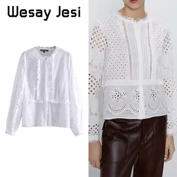 

Blouse indie folk vintage embroidery lace o-neck blouse women blusas mujer de moda 2020 cotton shirt womens tops and blouse