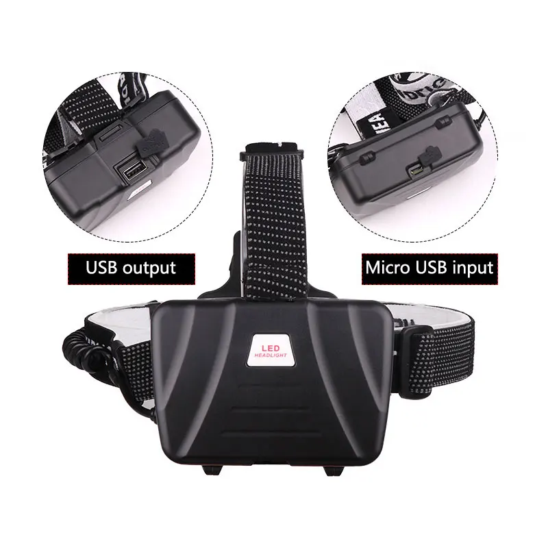 1500-1800LM XHP70 LED Headlight USB Rechargeable Headlight 30W Telescopic Zoom Head Torch For Camping Hunting Night Fishing