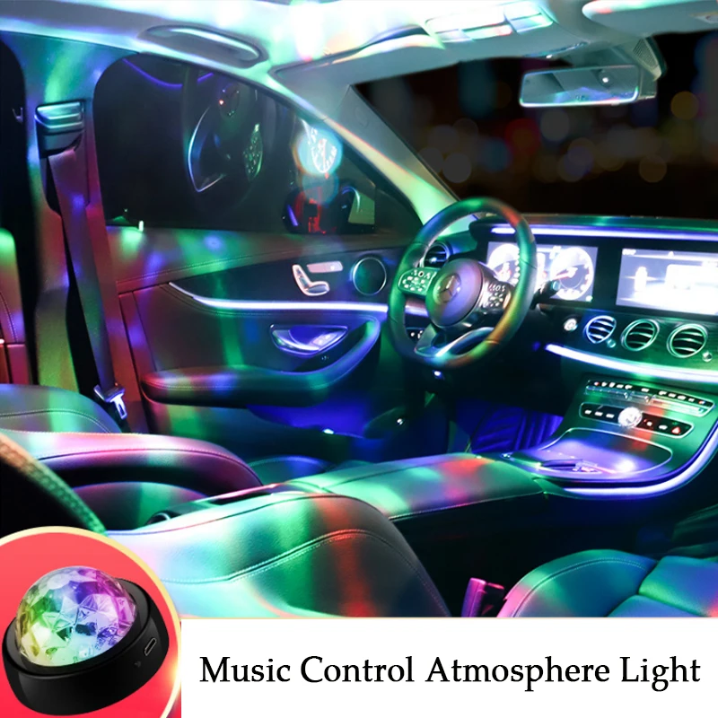 Авто Музыка Звуковой с голосовым управлением led атмосферный свет DJ красочный автомобиль звезда Внутренние огни USB зарядный диск Адсорбция съемная