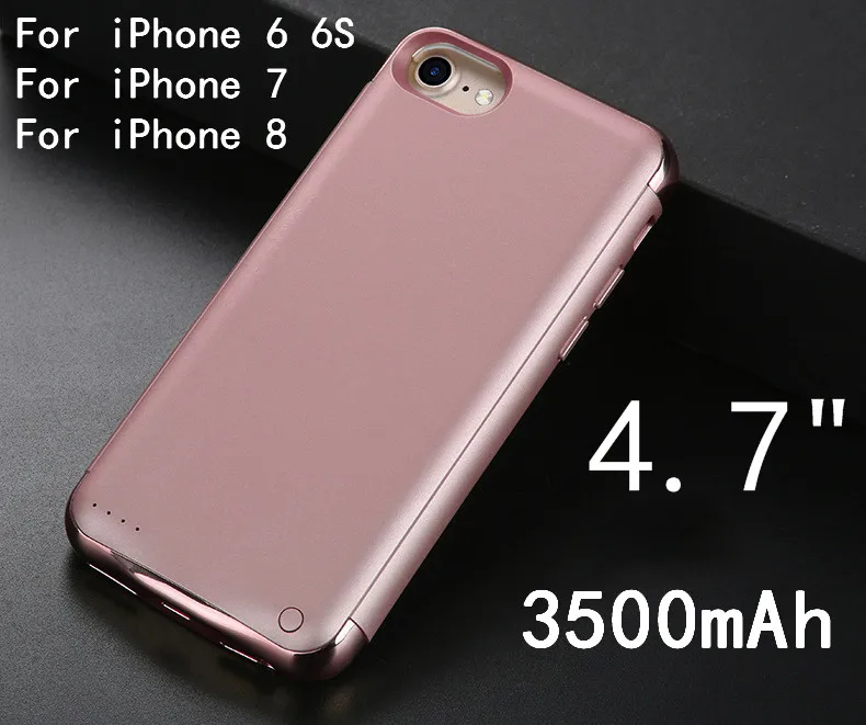 3500/4000mAh зарядное устройство чехол для iPhone 6 6S 7 8 Plus power Bank ультра тонкий внешний резервный аккумулятор покрытие матовая кожа Чехол - Цвет: 4.7inch-Rose