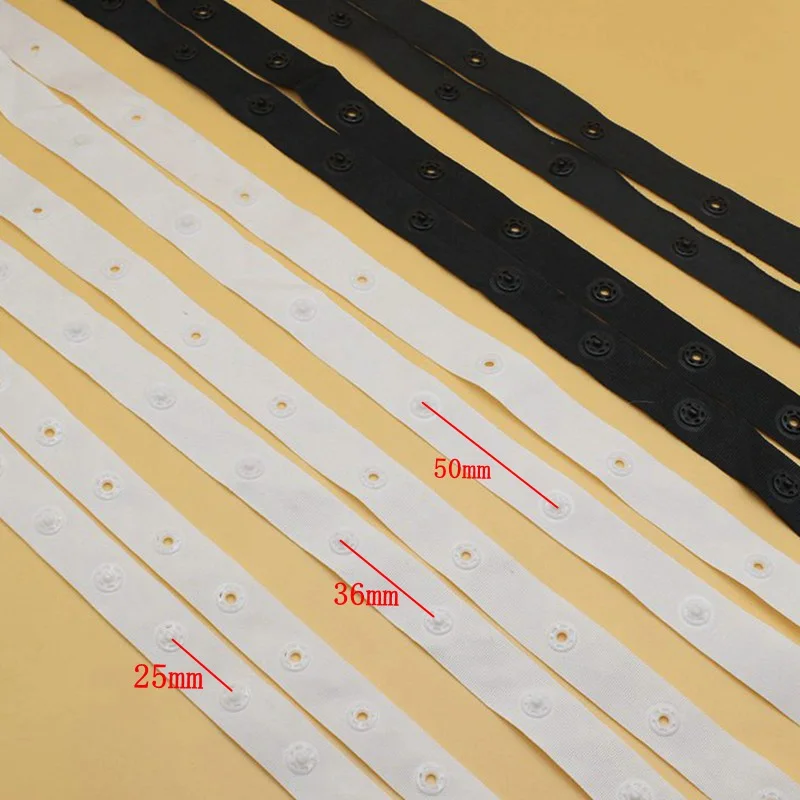 2 or 5yards/lot snap buttons tapes snaps Ribbon buttons Black White Stud Cloth Diaper fabric tape buttons 2