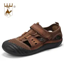 BACKCAMEL/ г. Новые летние сандалии мужская пляжная модная повседневная обувь мужские уличные сандалии модные кожаные шлепанцы на плоской подошве с рукавами