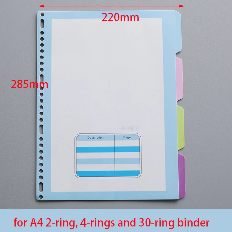 20 / 26 / 30 Holes A5 B5 A4 Index Divider Separator Notebook Accessory Stationery