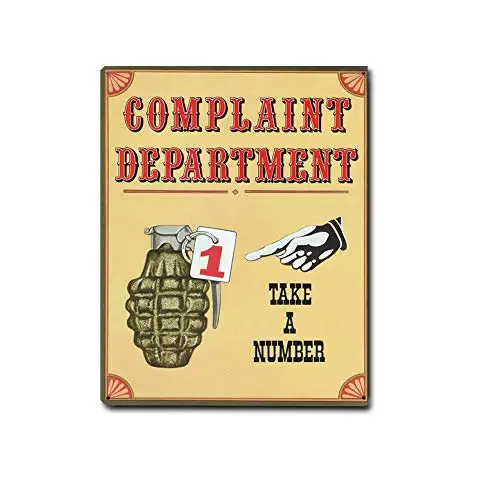 Complaint Department Импринты плюс прокатиться в ретро жестяной знак-винтажный Вдохновленный металлический знак в комплекте с винтами для подвешивания для отображения в вашем - Цвет: Complaint Department