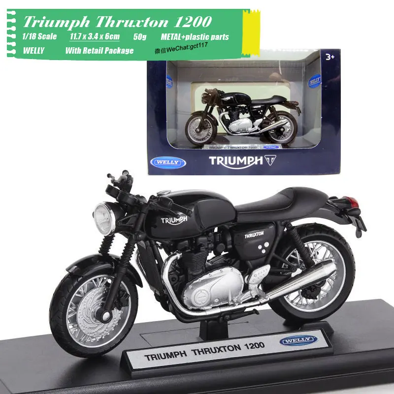 WELLY 1/18 Scale Motorbike Model Toys TRIUMPH Thruxton 1200 Diecast Metal Motorcycle Toy For Gift Kids Collection |