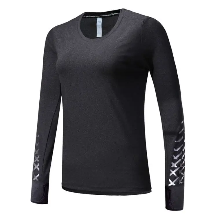 grey women tshirts Женская спортивная одежда KACIGEYA для фитнеса, топы с длинным рукавом, футболка, быстросохнущая, для спортзала, йоги, женская одежда для спортзала, бега, пробежек, рубашки - Цвет: grey women tshirts