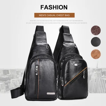

Men's New Fashion PU Leather Crossbody Bag Waterproof travel Anti-theft waist bag Large Capacity Hiking Cell Phone Pocket