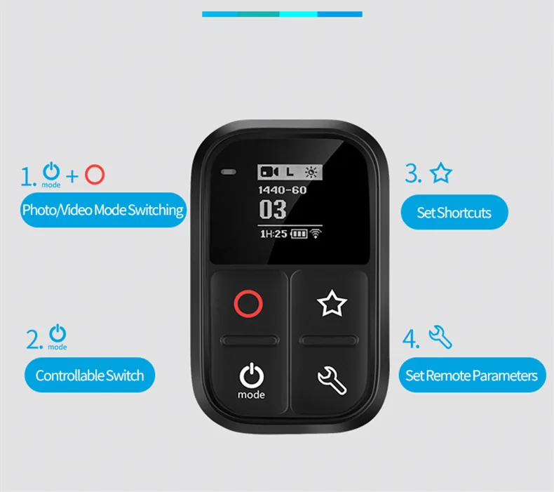 Telesin водонепроницаемый Wifi Пульт дистанционного управления Oled экран ярлык ключ запястье для Gopro Hero 8 7 6 5 4 Session Черная Камера аксессуары