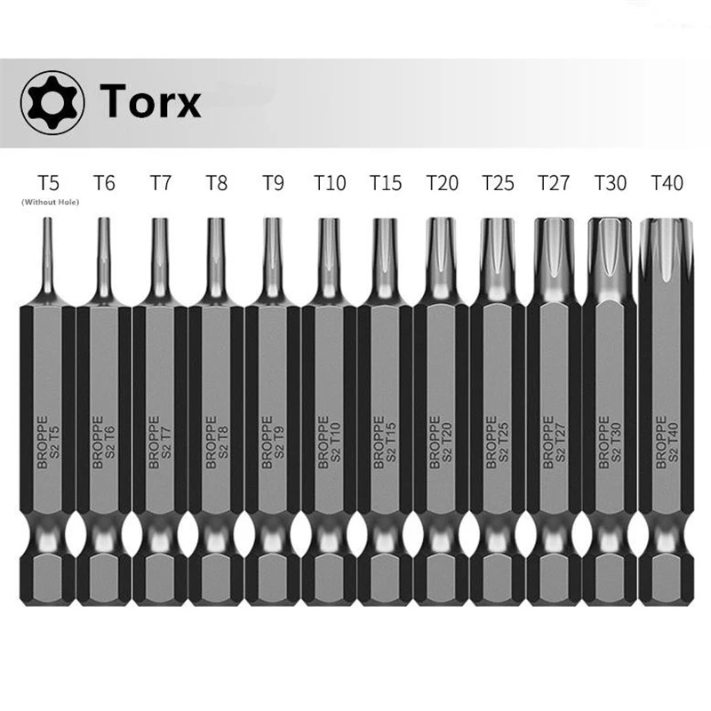 10 шт. набор отверток с шестигранным хвостовиком 1/4 дюйма T5/T6/T7/T8/T9/T10/T15/T20/T25/T27/T30/T40 |