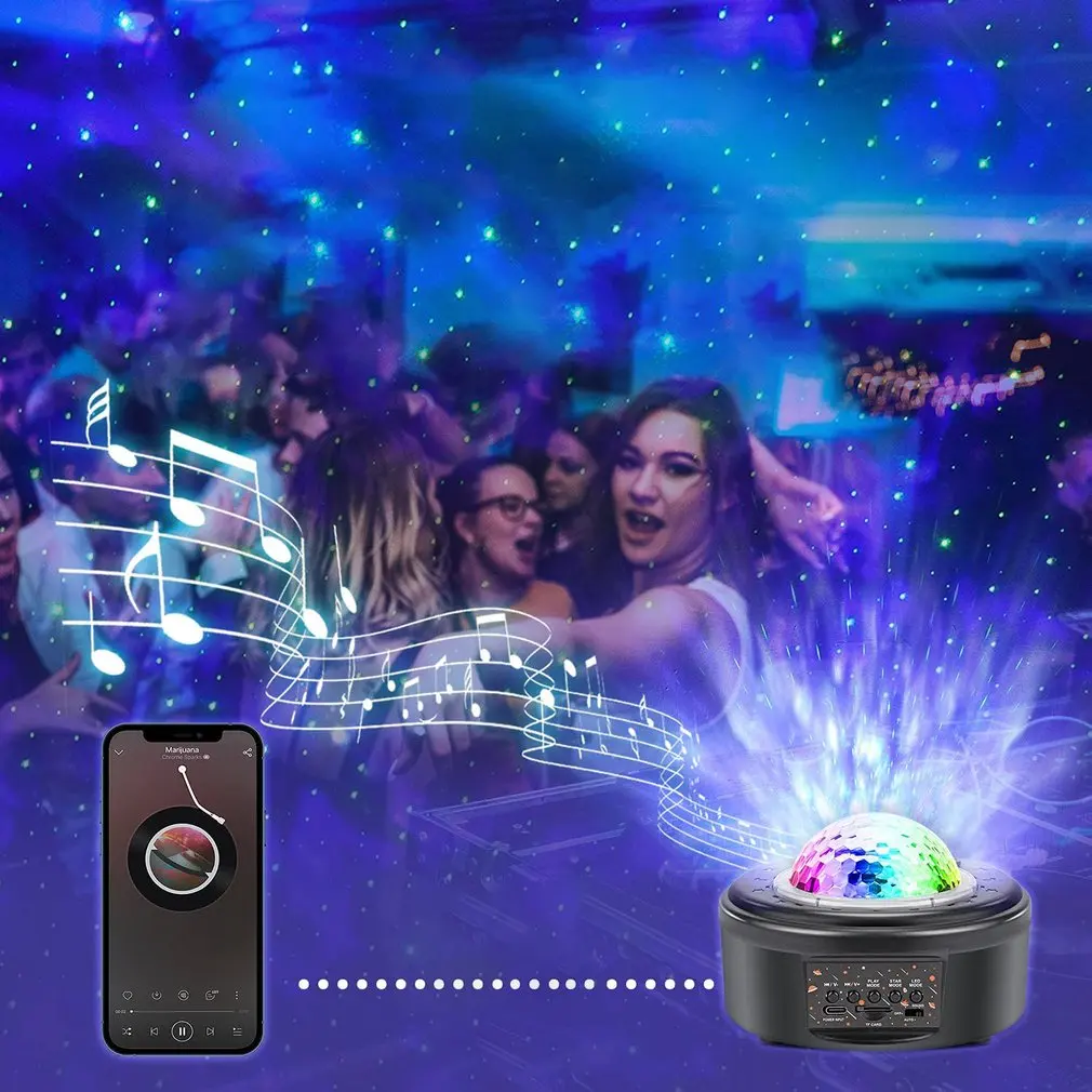 USB Colorful LED Star Light Projector Rotating Ocean Wave Night Lights