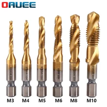 Tap-Drill Bits-Screw-Machine Hand-Tools Metric Hex Shank Titanium-Plated M4 M8 M6 M3