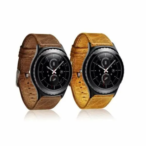 

Retro Brown Genuine Leather Watchband for Garmin Vivomove HR/Vivoactive 3/Forerunner 645/245 Music Watch Band Men/Women Strap