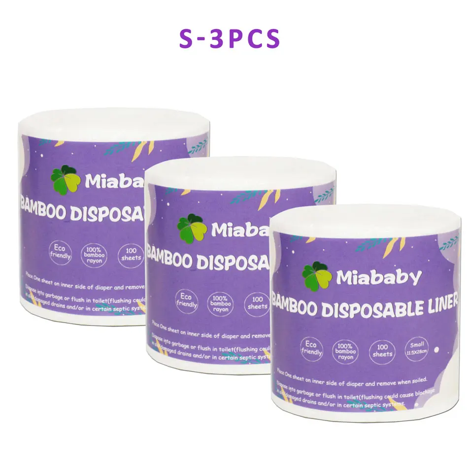 Cloth Diaper Liners Miababy 3 rolls/set Bamboo Fabric Baby Wipes Biodegradable&Flushable Nappy Liners Cloth Diaper Liners