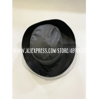 

Women's Sheepskin Hat Mesh Cat Girl High Quality Fisherman Hat Leather hat